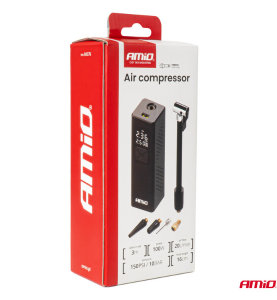 Κομπρεσέρ Αέρος Συμπιεστής Αυτοκινήτου AMIO 12V 100W με Ψηφιακή Οθόνη LED, Φακό και 4 Αντάπτορες για Λάστιχα & Φουσκωτά