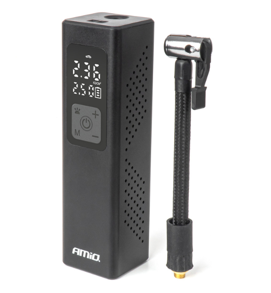 Κομπρεσέρ Αέρος Συμπιεστής Αυτοκινήτου AMIO 12V 100W με Ψηφιακή Οθόνη LED, Φακό και 4 Αντάπτορες για Λάστιχα & Φουσκωτά