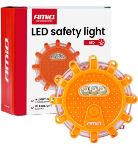 LED Προειδοποιητικός Φάρος Ασφαλείας με Μαγνήτη και Γάντζο Κόκκινο & Λευκό Φως AMIO LED Safety Light