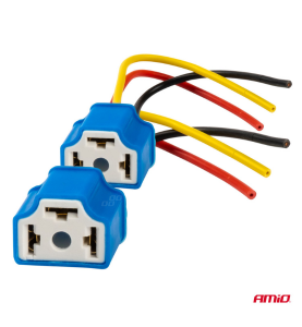 Σετ Κεραμικές Υποδοχές Φις Λάμπας H4 Αυτοκινήτου 12/24V AMiO Ceramic Sockets 2τμχ.