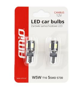 AMiO LED Λαμπτήρες Αυτοκινήτου W5W T10 12V Canbus 5500K 2τμχ.