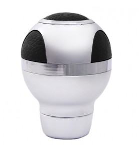 Πόμολο Ταχυτήτων Αυτοκινήτου Glow Αλουμίνιο Και Δέρμα Ασημί/Μαύρο