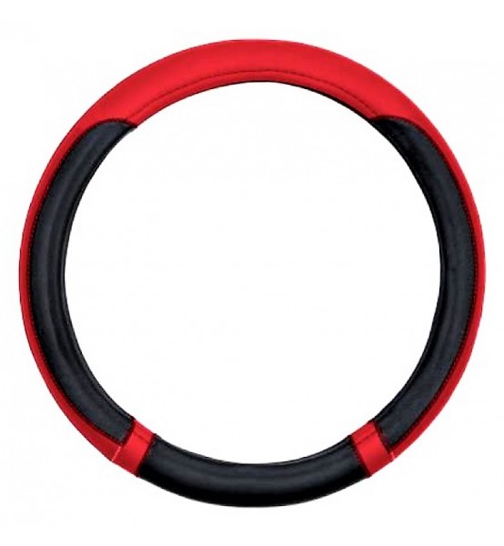 Κάλυμμα Τιμονιού Δερματίνη MOXI Medium 38cm Μαύρο/Κόκκινο