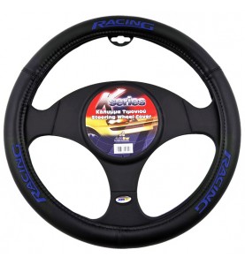 Κάλυμμα Τιμονιού Racing Δερματίνη Medium 38cm Μαύρο/Μπλε